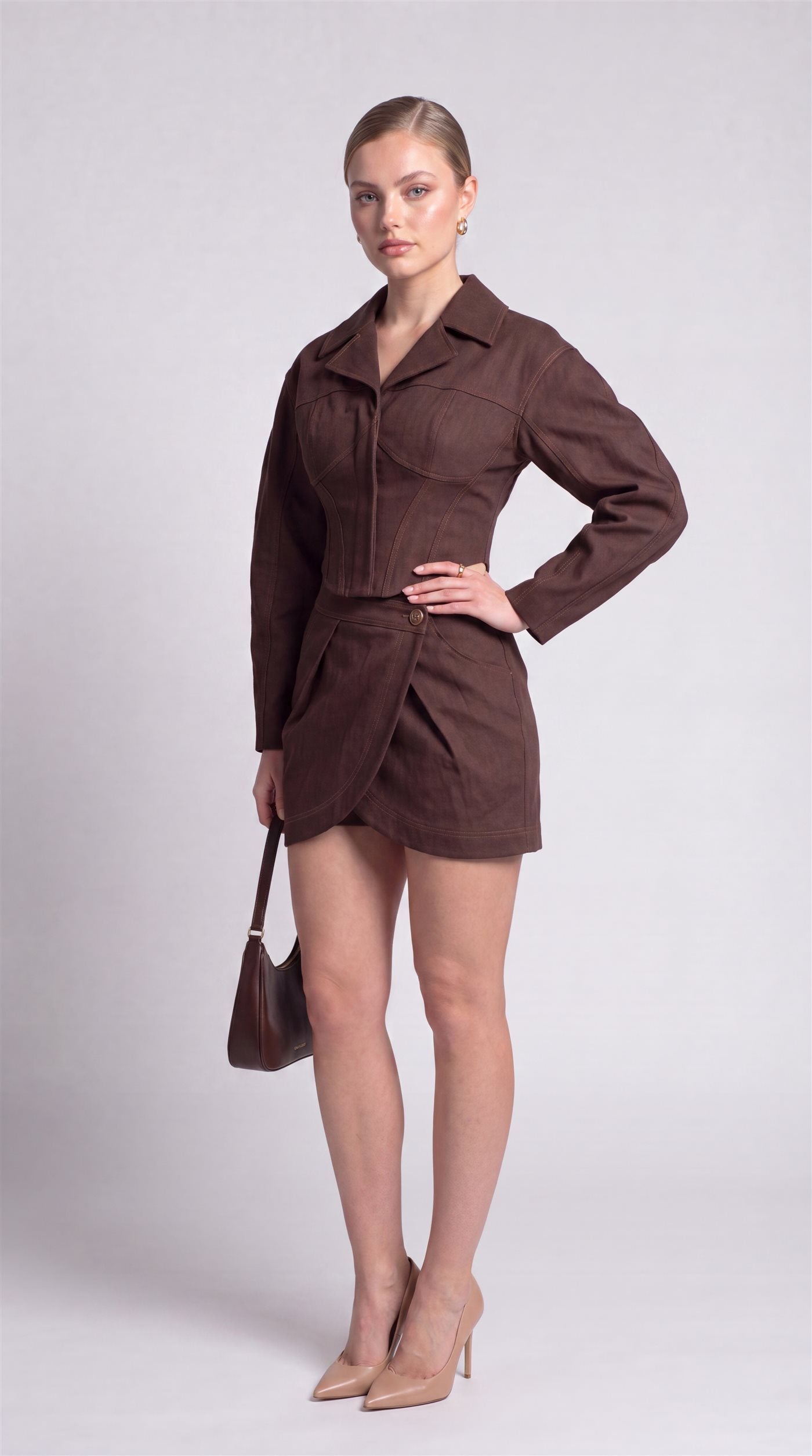 Zarrelah campaign — corset wrap set, three-quarter view